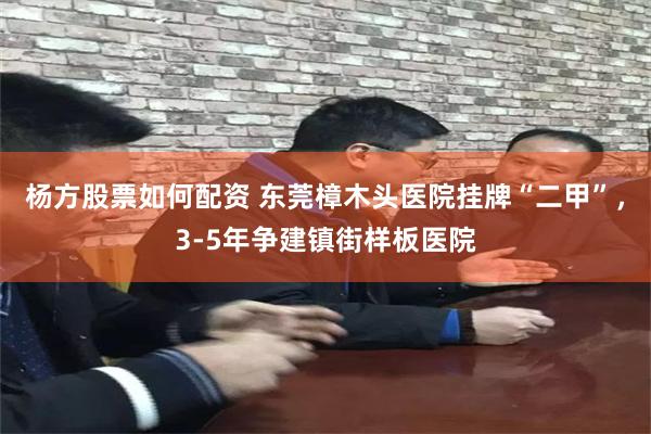 杨方股票如何配资 东莞樟木头医院挂牌“二甲”，3-5年争建镇街样板医院