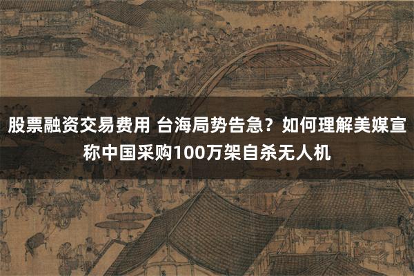 股票融资交易费用 台海局势告急？如何理解美媒宣称中国采购100万架自杀无人机